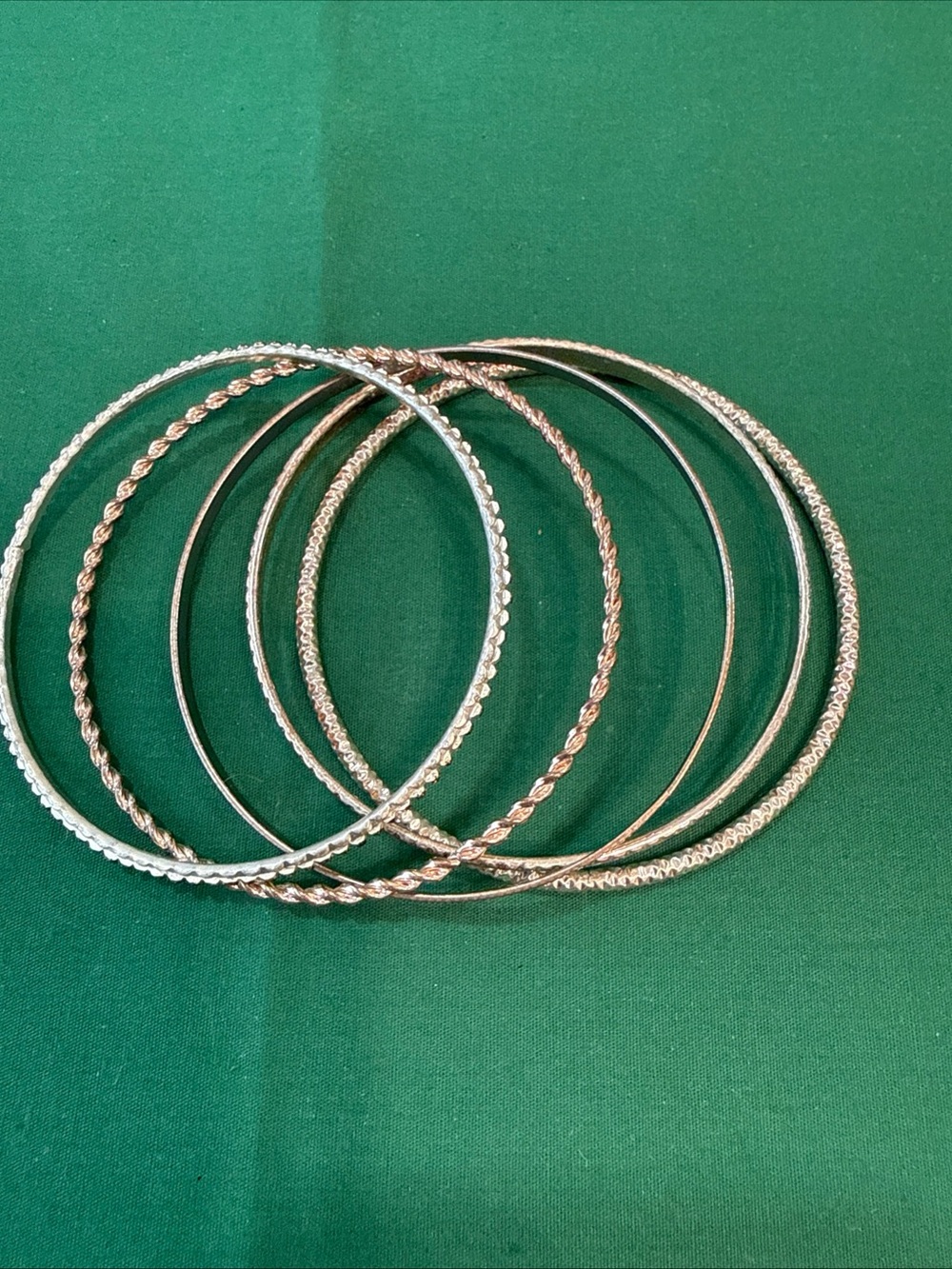 Mixed Metal Textured Bangle Bracelet Set - Women